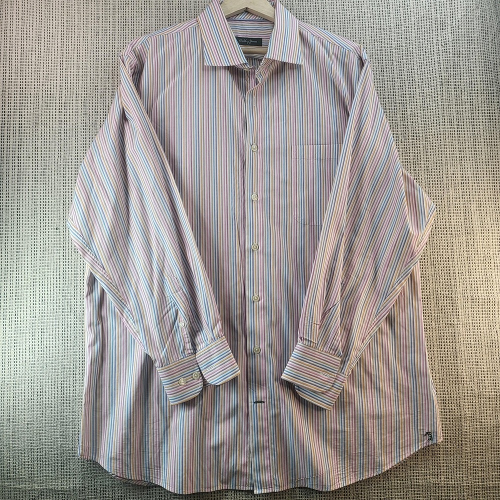 Bobby Jones Shirt Mens XL‎ Multicolor Stripe Button Front Long Sleeve Dress